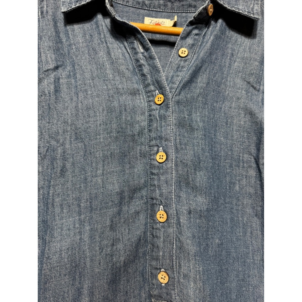 Faherty Indigo Blue Tencel Linen Blend Button Front Shift Dress Small - Picture 4 of 12